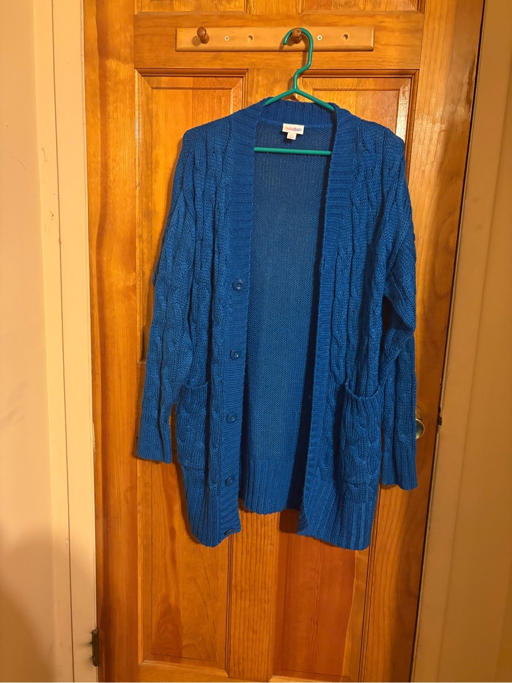 LuLaRoe Royal Blue Cable-Knit Button Cardigan